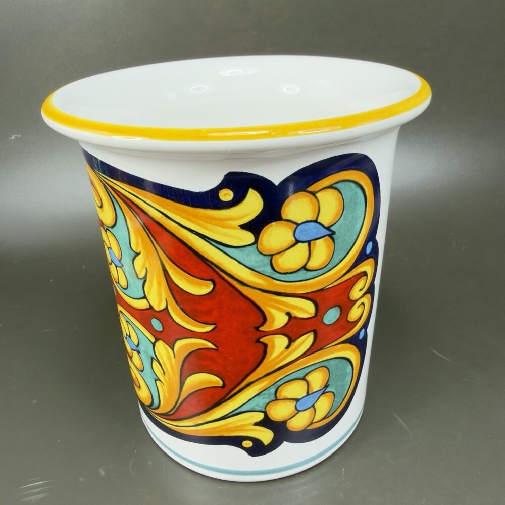 Ceramic Nova Deruta Made In Italy Redware Pottery Utensil Holder Crock Vase VTG - Picture 7 of 13